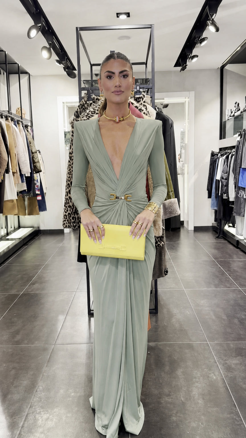 Front view in sage green color variant