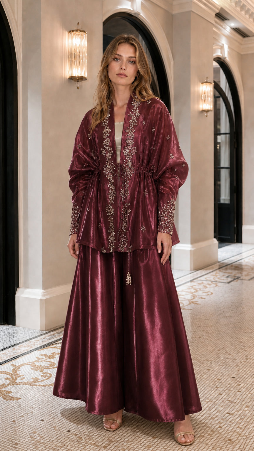Front full view of deep burgundy color variant