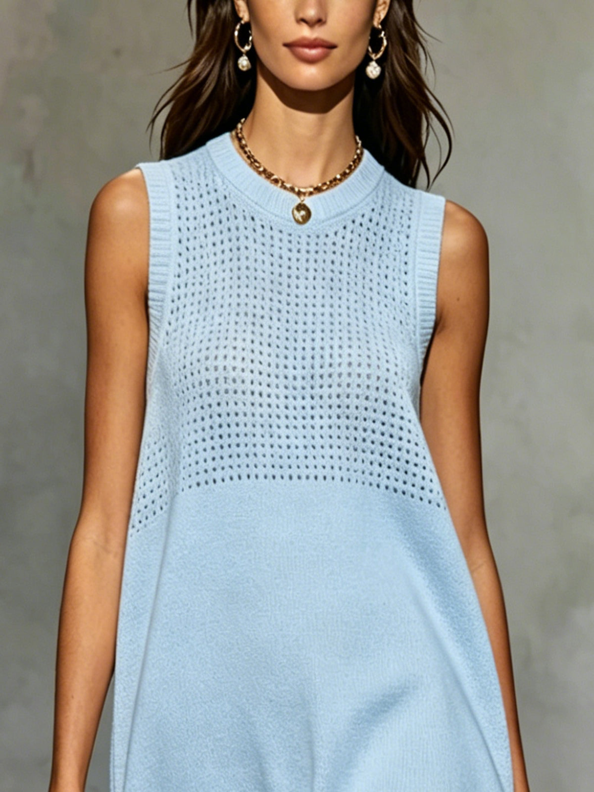 Sky Blue Sleeveless Knit Mini Dress